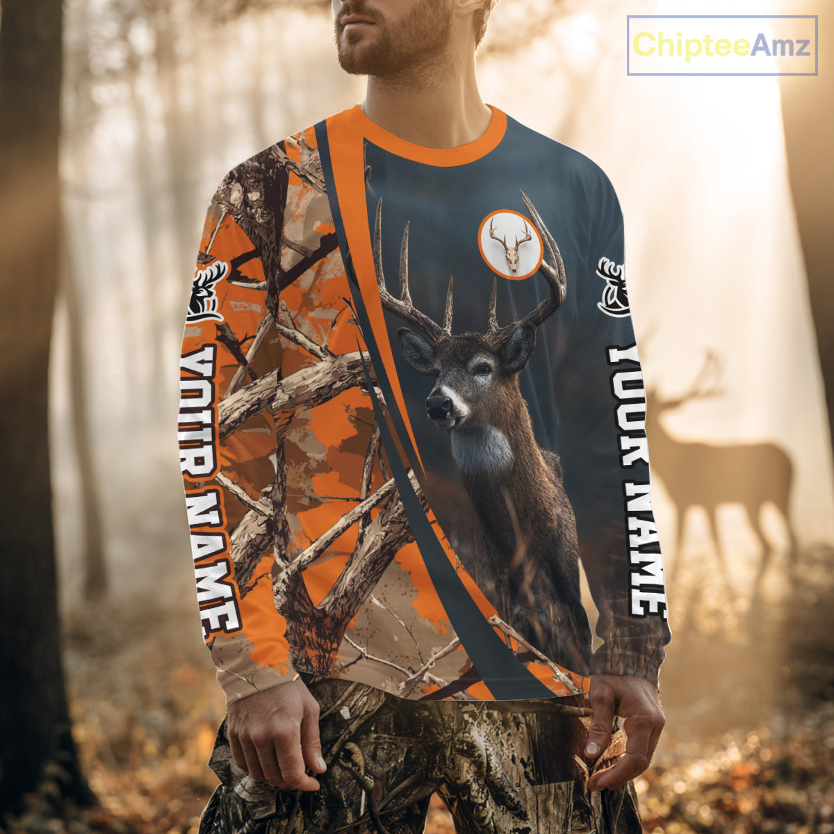 Whitetail Deer Hunting Big Game Camo Orange Custom Name 3D All Over Print Shirts NHT266
