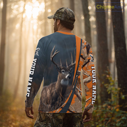 Whitetail Deer Hunting Big Game Camo Orange Custom Name 3D All Over Print Shirts NHT266