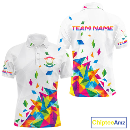 Custom Name Mens Golf Polo Jerseys – Breathable Colorful Geometric Athletic Shirt NHT839