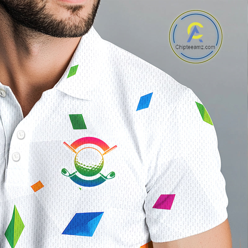 Custom Name Mens Golf Polo Jerseys – Breathable Colorful Geometric Athletic Shirt NHT839