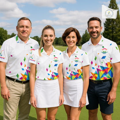 Custom Name Mens Golf Polo Jerseys – Breathable Colorful Geometric Athletic Shirt NHT839