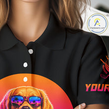 Load image into Gallery viewer, Personalized Golden Retriever Womens Golf Polo Shirt – Vintage Neon Golf Design