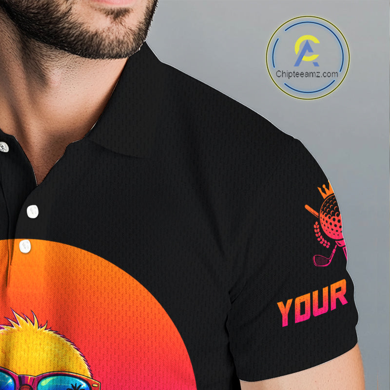 Personalized Funny Duck Cool Mens Golf Polo Shirt – Vintage Neon Golf Design