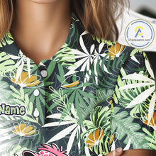 Load image into Gallery viewer, Funny Pink Flamingo Green Tropical Pattern Golf Polo Shirt Custom Golf Shirts For Womens NHT648