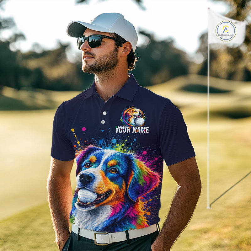 Personalized Australian Shepherd Mens Golf Polo Shirt - Custom Dog Lover Team Name Jersey