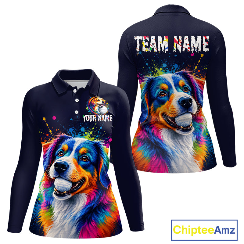Personalized Australian Shepherd Womens Golf Polo Shirt - Custom Dog Lover Team Name Jersey NHT1011