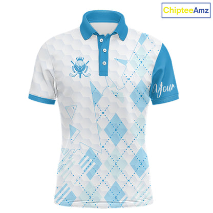 Personalized Golf Shirt Argyle Style – Custom Name Polo, Gift For Dad, Golfer Gift Idea NHT671