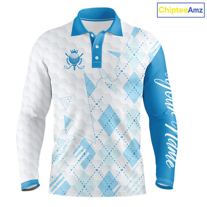 Personalized Golf Shirt Argyle Style – Custom Name Polo, Gift For Dad, Golfer Gift Idea NHT671