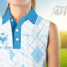 Load image into Gallery viewer, Personalized Womens Sleeveless Golf Shirt Argyle Style – Custom Name Polo, Gift For Mom, Golfer Gift Idea NHT671