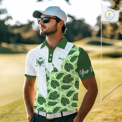 Personalized Golf Shirt Tropical Style – Custom Name Polo, Gift For Dad, Golfer Gift Idea NHT673