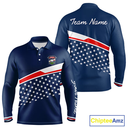 Blue Navy American Flag Mens Golf Polo Shirts Custom Patriotic Team Golf Shirts For Men Golf Gifts NHT693