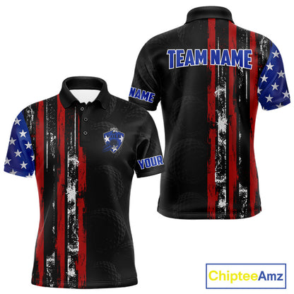 Custom Mens Golf Polo Shirt USA Flag, Golf Family Team Shirt, School Team Golf Shirt, Patriotic Golf Shirt NHT715