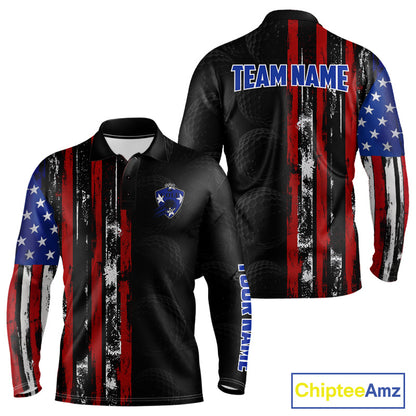 Custom Mens Golf Polo Shirt USA Flag, Golf Family Team Shirt, School Team Golf Shirt, Patriotic Golf Shirt NHT715