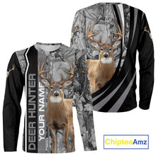 Load image into Gallery viewer, Deer Hunting Camo Custom Name 3D All Over Print Shirt Gray Black, Best Deer Hunting Shirt NHT210