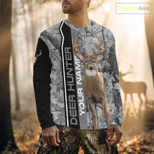 Load image into Gallery viewer, Deer Hunting Camo Custom Name 3D All Over Print Shirt Gray Black, Best Deer Hunting Shirt NHT210