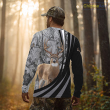 Load image into Gallery viewer, Deer Hunting Camo Custom Name 3D All Over Print Shirt Gray Black, Best Deer Hunting Shirt NHT210