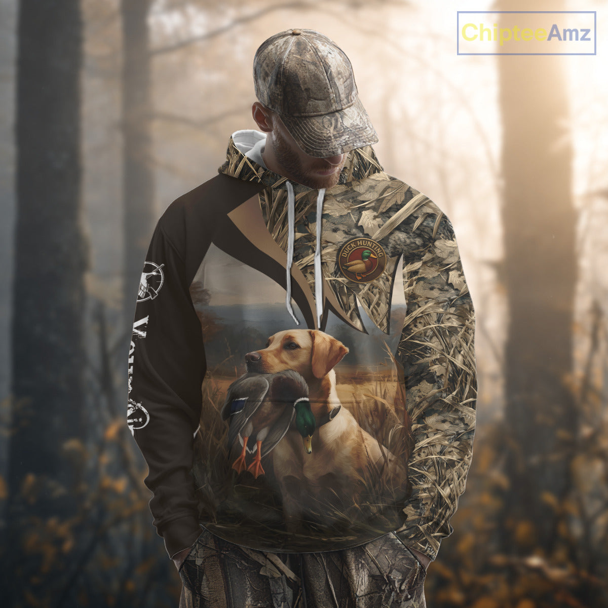 Yellow Lab Duck Hunting Camo Shirt, Personalized Waterfowl Hunting Clothes For Hunters NHT226