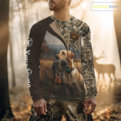 Yellow Lab Duck Hunting Camo Shirt, Personalized Waterfowl Hunting Clothes For Hunters NHT226