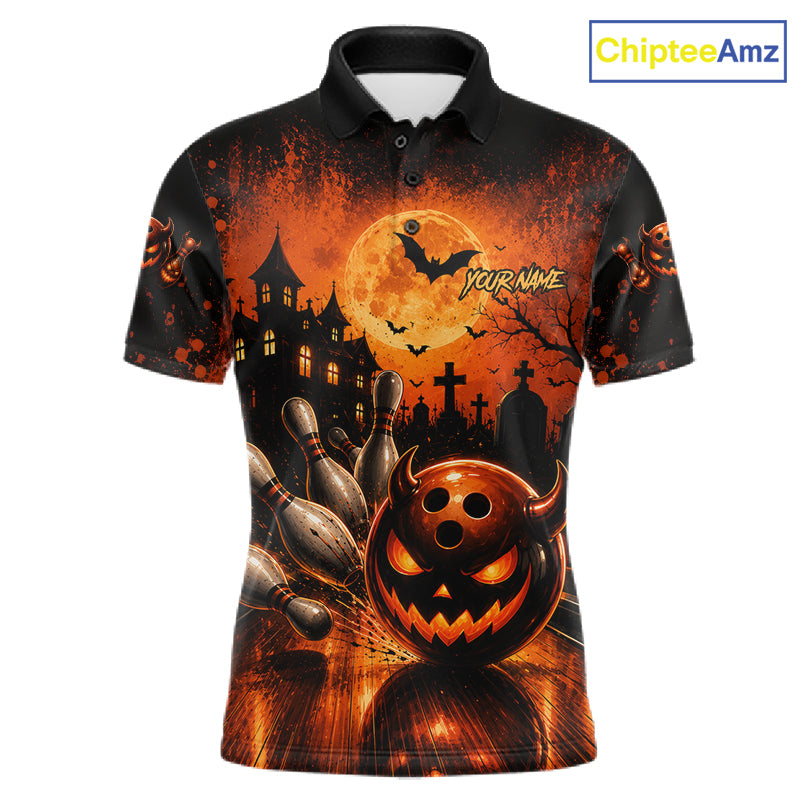 Halloween Bowling Shirt Personalized Pumpkin Bowling Shirt For Men Custom Team Name NHT1380