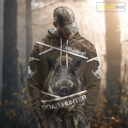 Personalized Wild Boar Hunting Camo Full Printing Shirts, Boar Hunting Gifts, Hunting Season NHT128