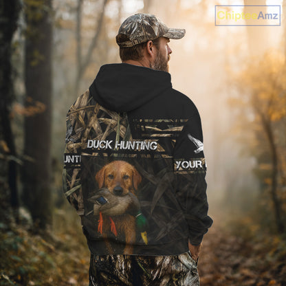 Mallard Duck Hunting Yellow Lab Custom Name 3D All Over Print Shirt, Lab Dog Hunting Gifts NHT130