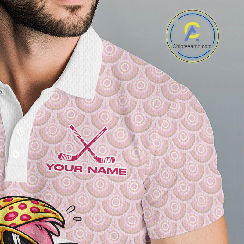 White Pink Mens Golf Shirt Flamingo Golf Funny Custom Team Name Cool Gift For Golfer NHT546