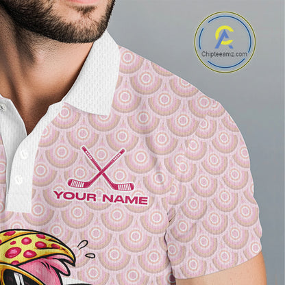 White Pink Mens Golf Shirt Flamingo Golf Funny Custom Team Name Cool Gift For Golfer NHT546