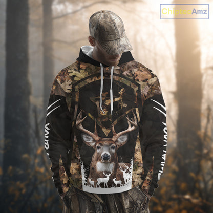 Forest Camo Deer Hunting Shirt, Hunting Hoodie for Deer Hunters, Season Deer Hunting NHT371
