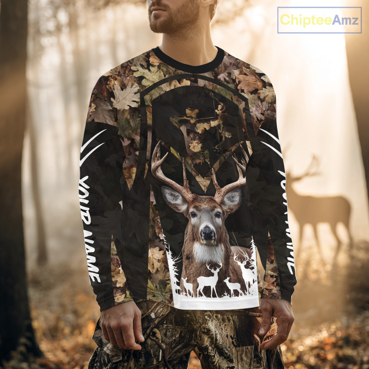 Forest Camo Deer Hunting Shirt, Hunting Hoodie for Deer Hunters, Season Deer Hunting NHT371