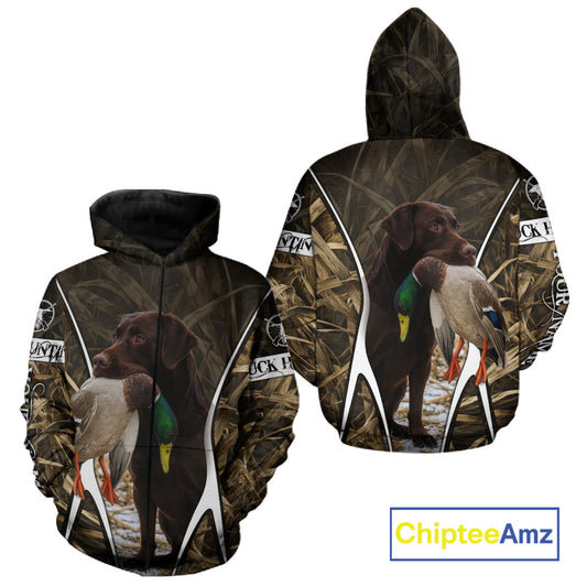 Duck Hunting Chocolate Lab 3D All Over Printed Camouflage Shirts, Duck Hunting Clothes NHT146