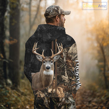 Load image into Gallery viewer, Personalized Deer Hunting Black Brown Camo Shirts,  Whitetail Deer Hunting Gift NHT311