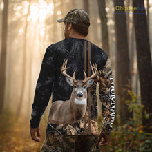 Load image into Gallery viewer, Personalized Deer Hunting Black Brown Camo Shirts,  Whitetail Deer Hunting Gift NHT311