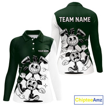 Load image into Gallery viewer, Green White Funny Golf Ball Pattern Womens Golf Polo Shirts Custom Golf Outfits Ladies, Green Golf Tops NHT785