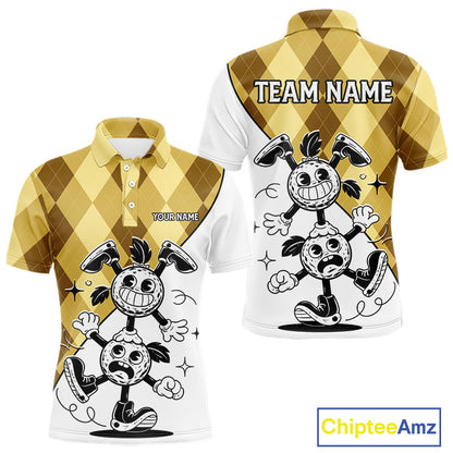 Funny Golf Ball Pattern Argyle Mens Golf Polo Shirts Custom Golf Outfits Men, Green Golf Tops NHT786