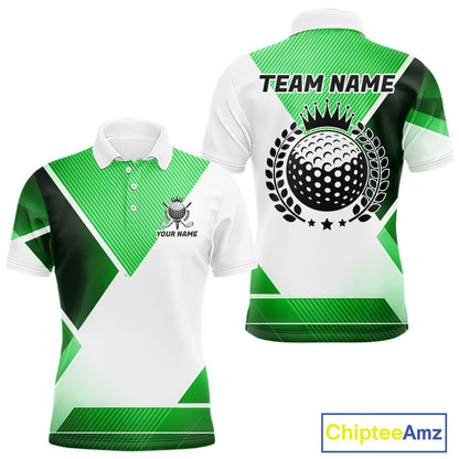 Green And White Golf Ball Golf Polo Shirts Custom Golf Clothing, Golf Gifts For Mens NHT591