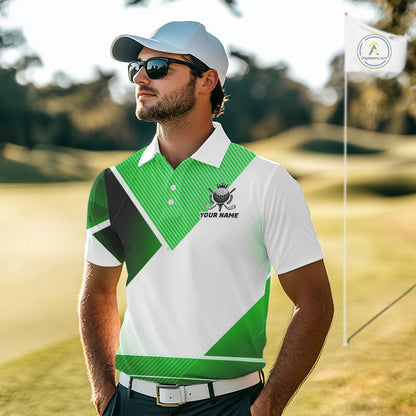 Green And White Golf Ball Golf Polo Shirts Custom Golf Clothing, Golf Gifts For Mens NHT591