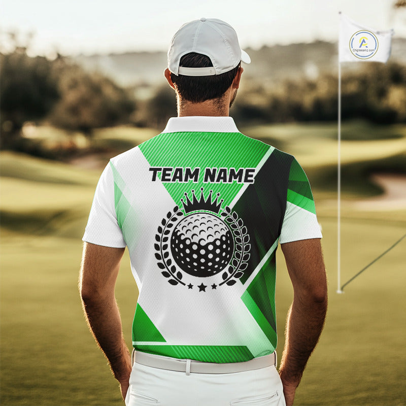 Green And White Golf Ball Golf Polo Shirts Custom Golf Clothing, Golf Gifts For Mens NHT591