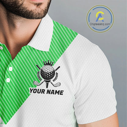 Green And White Golf Ball Golf Polo Shirts Custom Golf Clothing, Golf Gifts For Mens NHT591