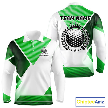 Green And White Golf Ball Golf Polo Shirts Custom Golf Clothing, Golf Gifts For Mens NHT591