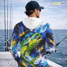 Load image into Gallery viewer, Custom Mahi Mahi Fishing Jersey – Saltwater Fishing Shirt Long Sleeve Hooded For Men 