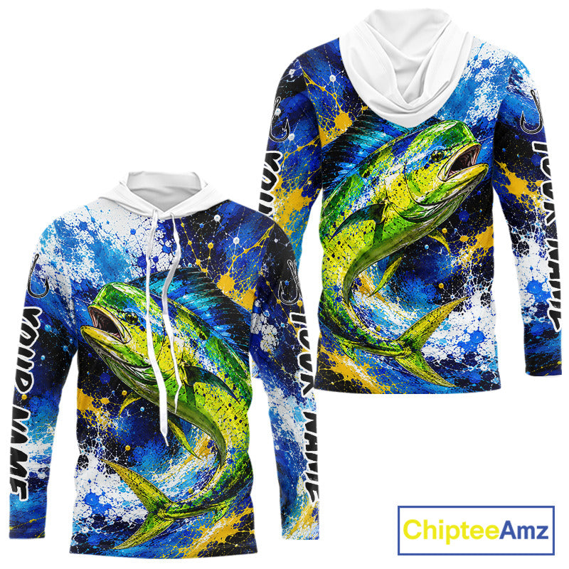 Custom Mahi Mahi Fishing Jersey – Saltwater Fishing Shirt Long Sleeve Hooded For Men 