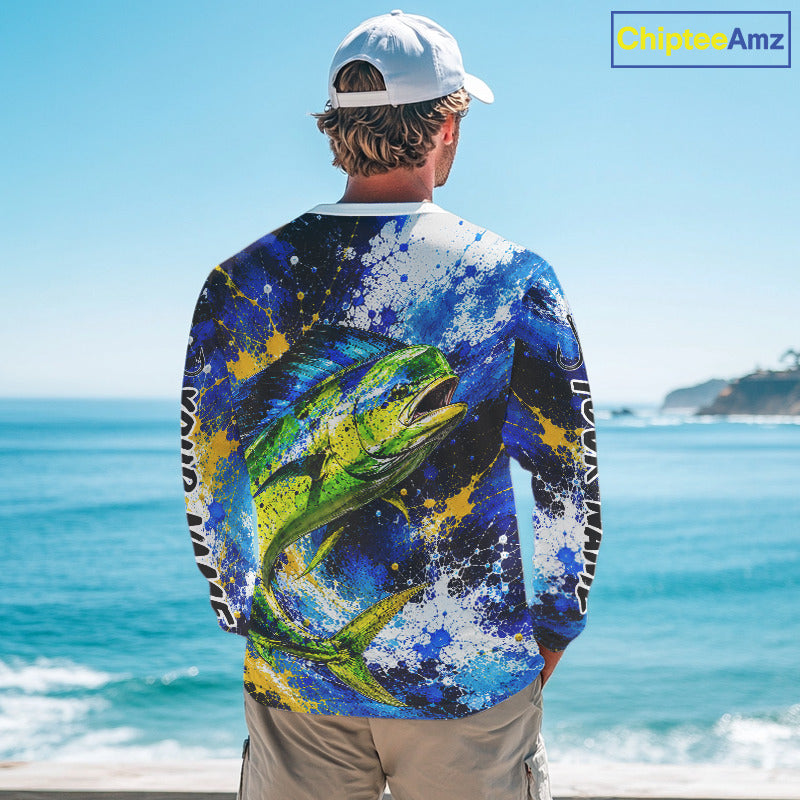 Custom Mahi Mahi Fishing Jersey – Saltwater Fishing Shirt Long Sleeve For Men