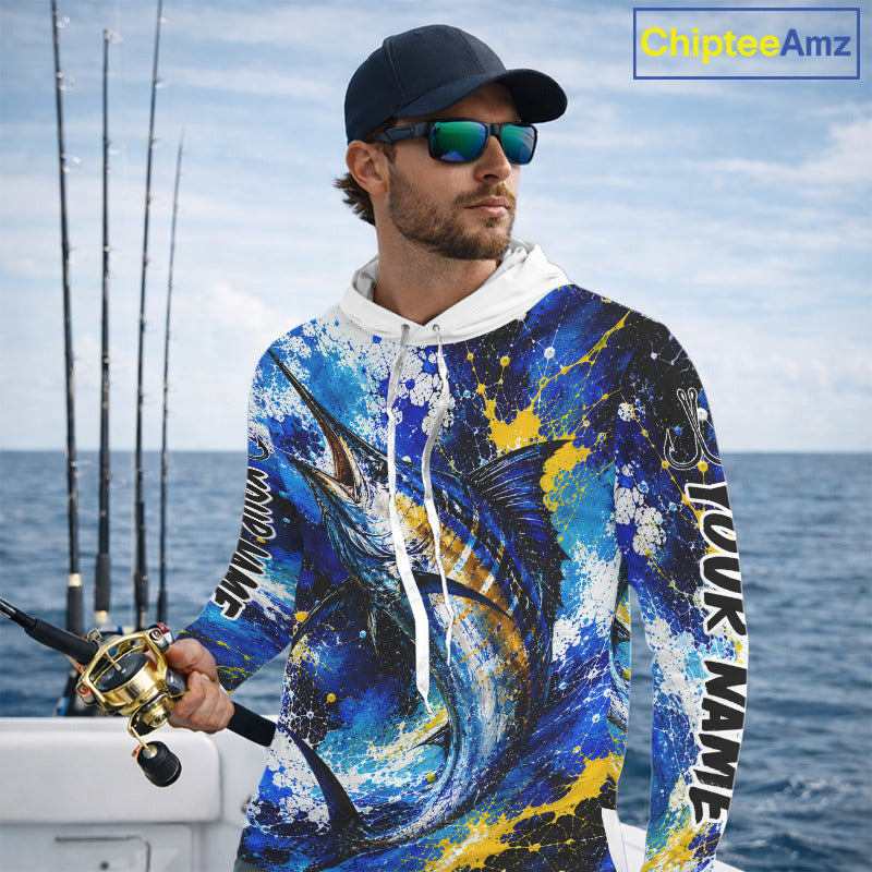 Custom Marlin Fishing Jersey – Saltwater Fishing Shirt Long Sleeve Hooded For Men