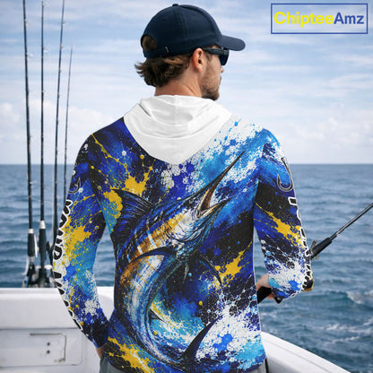 Custom Marlin Fishing Jersey – Saltwater Fishing Shirt Long Sleeve Hooded For Men
