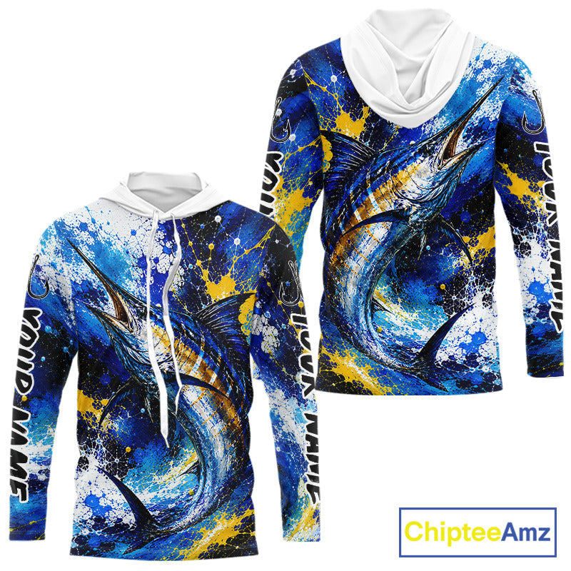 Custom Marlin Fishing Jersey – Saltwater Fishing Shirt Long Sleeve Hooded For Men