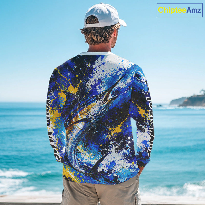 Custom Marlin Fishing Jersey – Saltwater Fishing Shirt Long Sleeve For Men