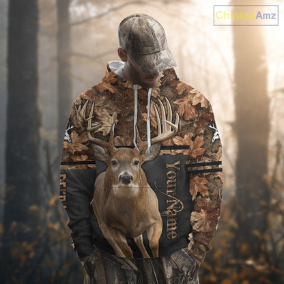 Best Custom Camo Autumn Whitetail Deer Hunting Shirt With Full All-Over 3D For Deer Hunters NHT180