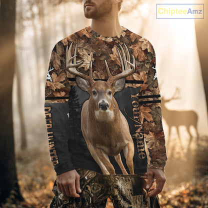 Best Custom Camo Autumn Whitetail Deer Hunting Shirt With Full All-Over 3D For Deer Hunters NHT180