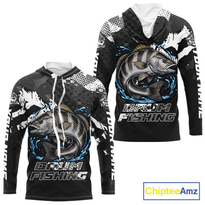 Beautiful Black Drum Fishing Shirts Long Sleeve For Men, Fishing Shirt Tournament NHT447