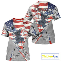 Load image into Gallery viewer, Deer Hunting 3D US Flag Camo Gray Grim Reaper Deer Skull Full Printing Custom Name Shirt NHT203